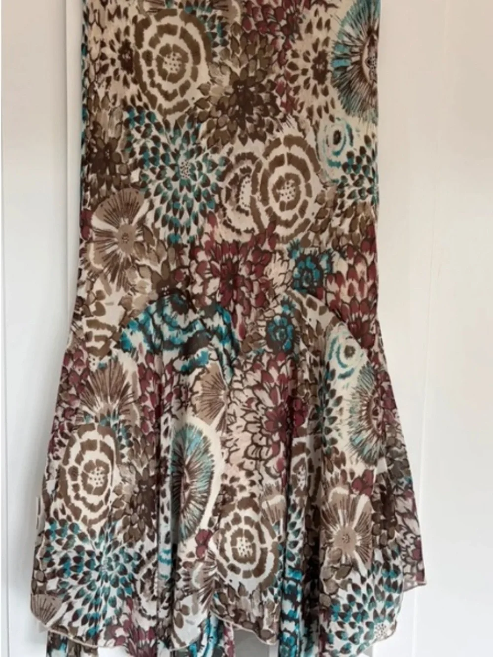 per una Brown, Teal & Cream Floral Maxi Skirt